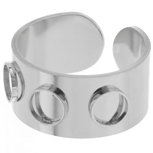 Anillo ajustable para cabujones de 5 mm - T.55 a T.60 - Acero inoxidable 316L x1