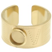 Anillo ancho para cabujón de 6 mm - Love - Talla 56 - Acero inoxidable 316L Dorado x1|raw }}