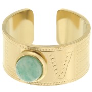 Anillo ancho para cabujón de 6 mm - Love - Talla 56 - Acero inoxidable 316L Dorado x1