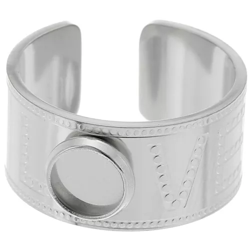 Anillo ancho para cabujón de 6 mm - Love - Talla 56 - Acero inoxidable 316L x1