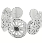 Anillo calado fantasía ajustable T.51 a T.58 - cabujón 2mm - Acero inoxidable 316L x1