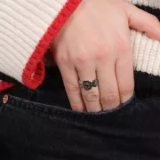 Anillo calado fantasía ajustable T.51 a T.58 - cabujón 2mm - Acero inoxidable 316L x1