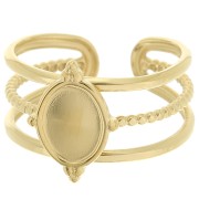 Anillo ajustable de varias filas para cabujón de 8x6 mm - T.52 a T.58 - Acero inoxidable Dorado 304|raw }}