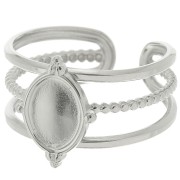 Anillo multirang ajustable para cabujón de 8x6 mm - T.52 a T.58 - Acero inoxidable 316L|raw }}