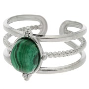 Anillo multirang ajustable para cabujón de 8x6 mm - T.52 a T.58 - Acero inoxidable 316L