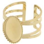 Anillo multigama ajustable T.52 a T.61 para cabujón 14x10 mm - Acero inoxidable 316L Dorado|raw }}