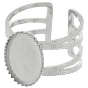 Anillo ajustable de varias filas T.52 a T.61 para cabujón de 14x10 mm - acero inoxidable 304 x1
