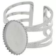 Anillo ajustable de varias filas T.52 a T.61 para cabujón de 14x10 mm - acero inoxidable 304 x1