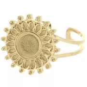Anilla ajustable tipo «sol» para cabujón de 6 mm - Talla 52 a Talla 60 - Acero inoxidable 304 Dorado x1