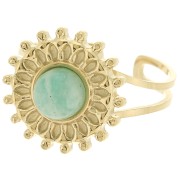 Anilla ajustable tipo «sol» para cabujón de 6 mm - Talla 52 a Talla 60 - Acero inoxidable 304 Dorado x1