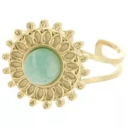 Anilla ajustable tipo «sol» para cabujón de 6 mm - Talla 52 a Talla 60 - Acero inoxidable 304 Dorado x1