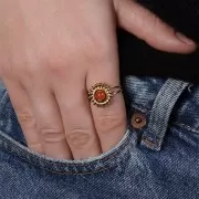 Anilla ajustable tipo «sol» para cabujón de 6 mm - Talla 52 a Talla 60 - Acero inoxidable 304 Dorado x1