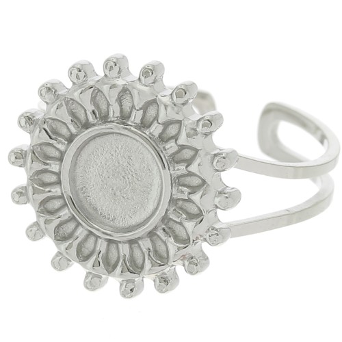 Anillo de sol ajustable para cabujón de 6 mm - T.52 a T.60 - Acero inoxidable 316L