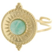 Anillo étnico ajustable para cabujón de 6 mm - T.52 a T.60 - Acero inoxidable 316L Dorado x1