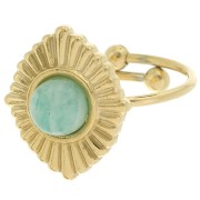 Anillo étnico ajustable T.53 a T.57 para cabujón de 6 mm - Acero inoxidable 316L Dorado