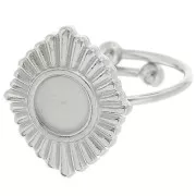 Anillo étnico ajustable T.53 a T.57 para cabujón de 6 mm - Acero inoxidable 316L