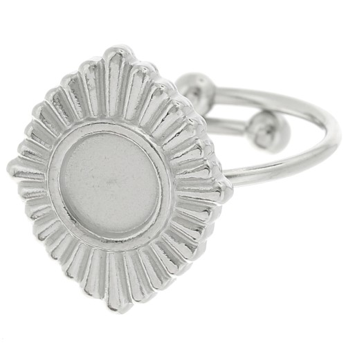 Anillo étnico ajustable T.53 a T.57 para cabujón de 6 mm - Acero inoxidable 316L