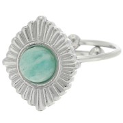 Anillo étnico ajustable T.53 a T.57 para cabujón de 6 mm - Acero inoxidable 316L