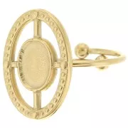 Anillo empotrado ovalado ajustable T.53 a T.57 para cabujón de 8x6 mm - Acero inoxidable Dorado 304