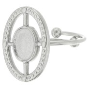 Anillo ovalado ajustable T.53 a T.57 para cabujón 8x6mm - Acero inoxidable 316L|raw }}