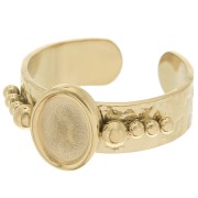 Anillo martillado para cabujón 8x6 mm - Tamaño 57 - Acero inoxidable 316L Dorado x1|raw }}