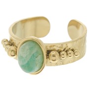 Anillo martillado para cabujón 8x6 mm - Tamaño 57 - Acero inoxidable 316L Dorado x1