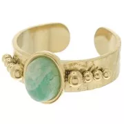 Anillo martillado para cabujón 8x6 mm - Tamaño 57 - Acero inoxidable 316L Dorado x1