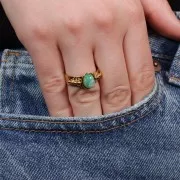 Anillo martillado para cabujón 8x6 mm - Tamaño 57 - Acero inoxidable 316L Dorado x1