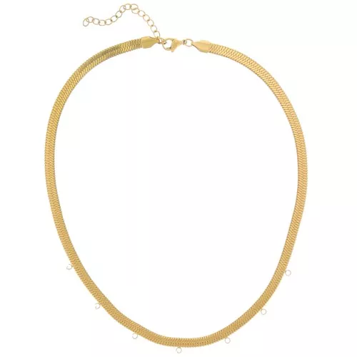 Cadena serpiente plana 5mm 7 anillas Acero inoxidable 304L Dorado x42cm