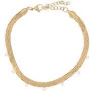 Cadena tobillera serpiente plana 5 mm 7 anillas Acero inoxidable 316L Dorado x21cm