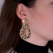 Colgante gota 48,5x37 mm con resina epoxi - Acero inoxidable 316L ORO - Verde abeto