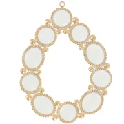 Colgante en forma de gota de 48,5 x 37 mm con resina epoxi - Acero inoxidable 304 Dorado - Color crema