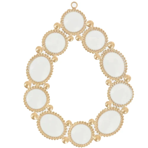Colgante en forma de gota de 48,5 x 37 mm con resina epoxi - Acero inoxidable 304 Dorado - Color crema