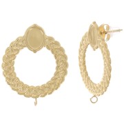 Pendientes con corona trenzada 25mm para cabujón 8x6 mm - Acero inoxidable 316L ORO|raw }}