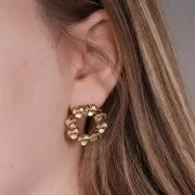 Pendientes Corona de Flores 23 mm - Acero Inoxidable 316L Dorado x2