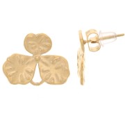 Pendientes de clavo con forma de flor texturizada, 14 x 18 mm - Acero inoxidable 304L Dorado, 2 unidades