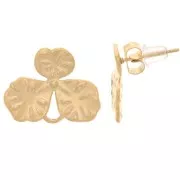 Pendientes de clavo con forma de flor texturizada, 14 x 18 mm - Acero inoxidable 304L Dorado, 2 unidades