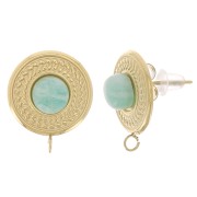 Pendientes redondos de 14 mm para cabujón de 6 mm - acero inoxidable chapado en oro 304 x2