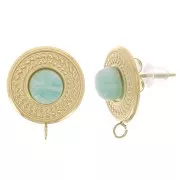 Pendientes redondos de 14 mm para cabujón de 6 mm - acero inoxidable chapado en oro 304 x2