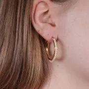 Creoles de 28 mm para tejer abalorios - Acero inoxidable dorado 304 x2