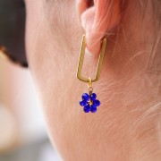 Colgante de flor de 10 mm con cuentas de cristal facetadas - Acero inoxidable 304 Dorado - Azul x1