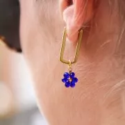 Colgante de flor de 10 mm con cuentas de cristal facetadas - Acero inoxidable 304 Dorado - Azul x1