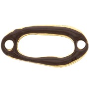 Entrepieza ovalado irregular calado 24x12mm y resina epoxi oro fino- Marrón