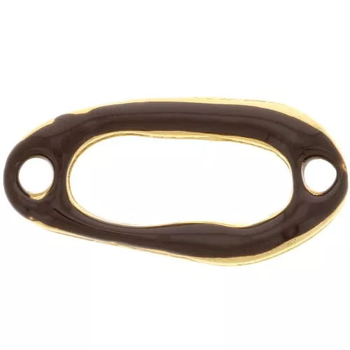 Entrepieza ovalado irregular calado 24x12mm y resina epoxi oro fino- Marrón