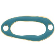 Entrepieza ovalado irregular calado 24x12mm y resina epoxi oro fino - Turquesa