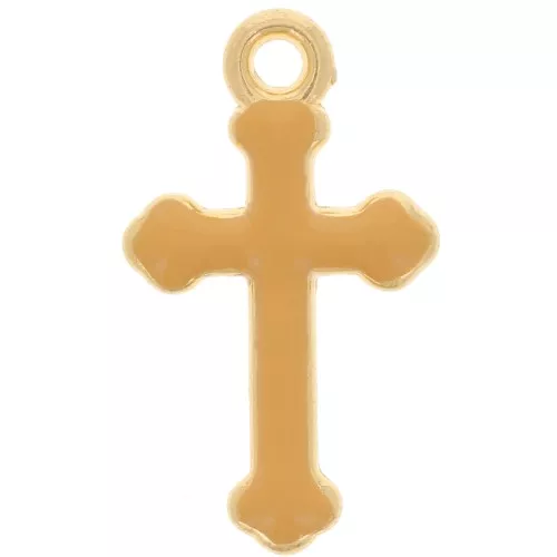 Colgante Cruz 19x11 mm en resina epoxi - Dorado - Ocre x1
