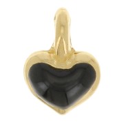 Mini dije de corazón 7x5 mm en resina epoxi - Dorado - Negro x1|raw }}
