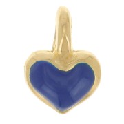 Mini dije de corazón 7x5 mm en resina epoxi - Dorado oro fino - Azul oscuro x1|raw }}