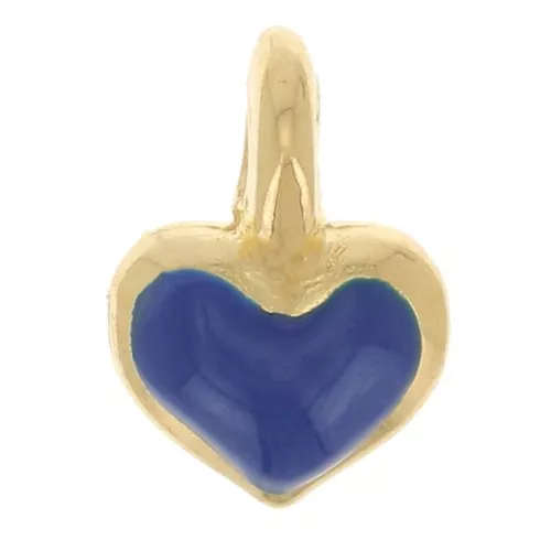 Mini dije de corazón 7x5 mm en resina epoxi - Dorado oro fino - Azul oscuro x1