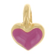 Mini dije de corazón 7x5 mm en resina epoxi - Dorado oro fino - Fucsia x1|raw }}
